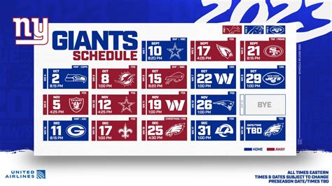 2023 New York Giants Schedule: Complete schedule, tickets and match-up ...