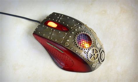 Steampunk red computer mouse. Armorhamster - unique modding mouse for ...