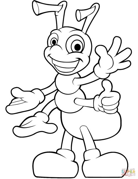 Cute Cartoon Ant coloring page | Free Printable Coloring Pages