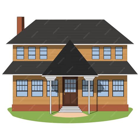 Premium Vector | Colored twostory house with porch and canopy isolated ...