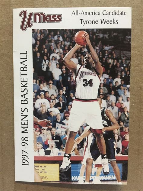 199798 Massachusetts UMass Minutemen Basketball Pocket Schedule Tyrone ...