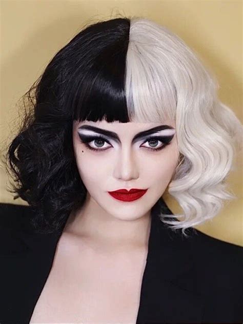 Cruella Wig Black and White Cosplay Cruella Costumes Wig 1, Women's ...