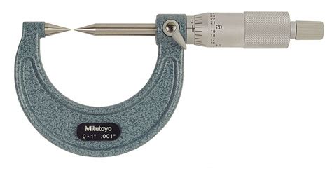 MITUTOYO Digital Point Micrometer, Operation Type Mechanical, Range 0 ...