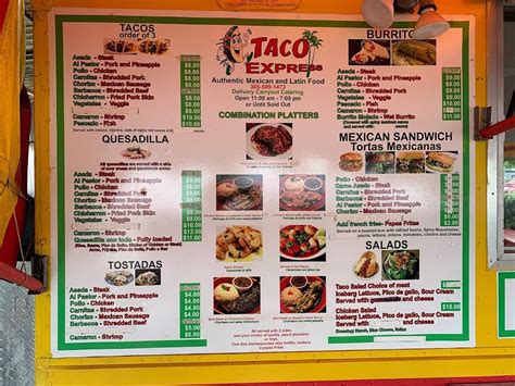 Menu at Taco Express restaurant, Stock Island, Corner of Cross St. And