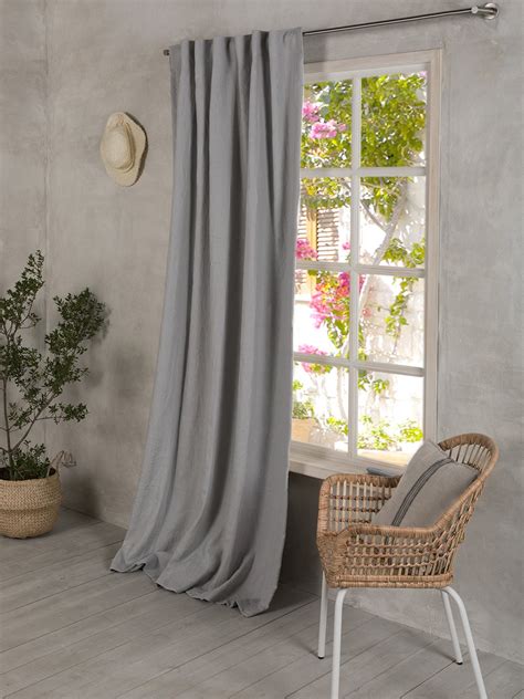 Linen Curtain-Linen Panel in Light grey with hiddern back tabs-Lined ...