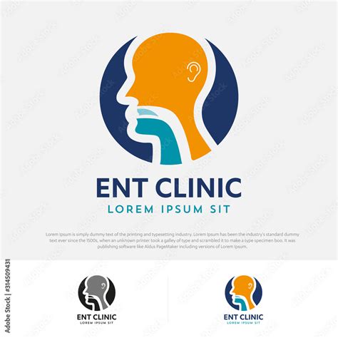 ENT logo Head for ear, nose, throat doctor. logo Line vector icon ...