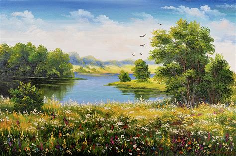 Colorful Landscape Oil Painting, Original Nature Scenery Wall Art ...