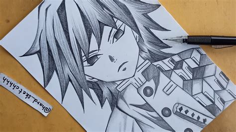 How to draw Giyu Tomioka (Demon slayer) || easy draw Giyu Tomioka ...