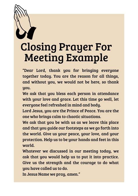 Closing Prayer For Meeting, Seminar: 10 Powerful Prayer Example - AmoSii