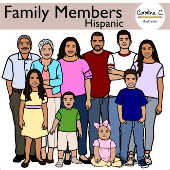 Hispanic Family Clip Art by Caroline C Illustration | TpT