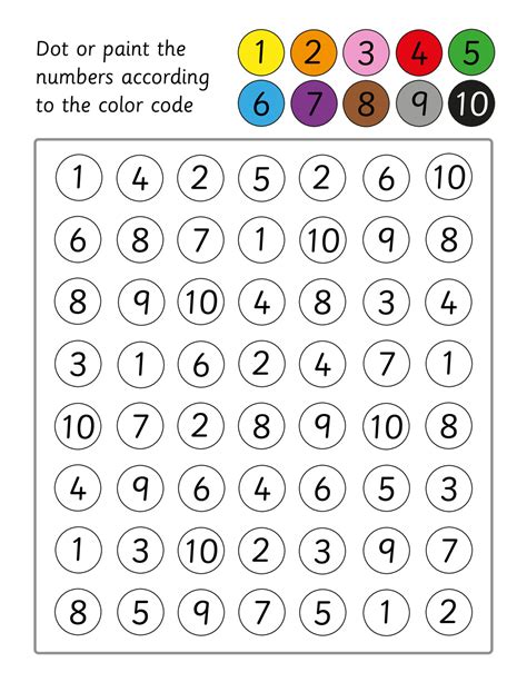 Educational game for kids. Dot or paint the numbers by color code ...