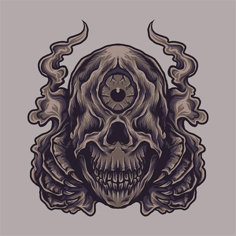 Premium Vector | Artwork illustration and t shirt design cyclops skull head