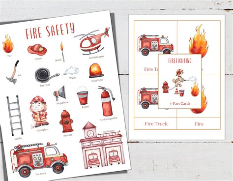 Fire Safety Vocabulary Mini Poster 3-part Cards Homeschool - Etsy