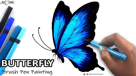 Drawing BUTTERFLY with Brush Pen | Watercolor effect | BRUSH PEN ...