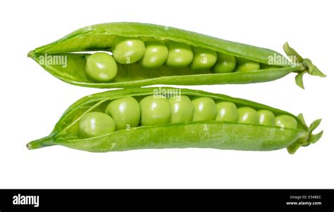 Green peas in a pod isolated on white Stock Photo - Alamy