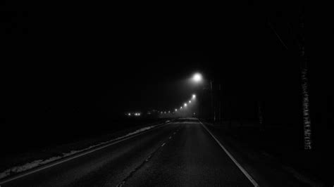 Road Lights Night Black And White Dark Background 4K HD Dark Background ...