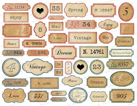 Junk Journal Ephemera Vintage Labels, Printable Collage Sheet ...