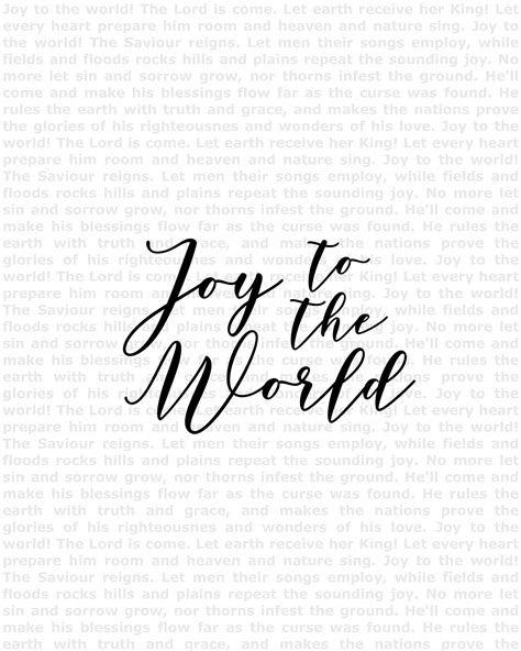 Joy to the World Lyrics Christmas Printable Christmas Songs Lyrics ...