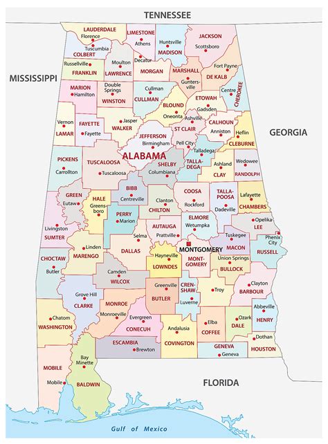 Alabama County Map Counties