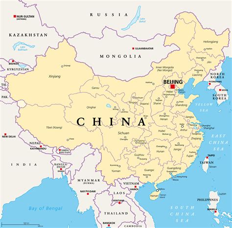 China, political map, with administrative divisions. PRC, People's ...