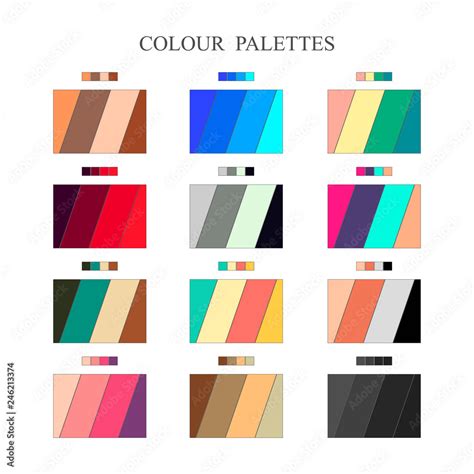 Color palette, color schemes, warm colors, cool colors, spectrum. Flat ...