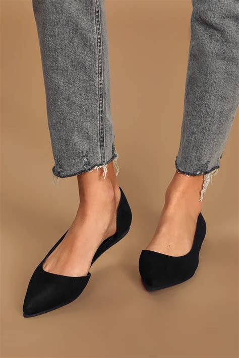 Aaron Black Suede Pointed-Toe D'Orsay Flats | Pointed loafers, Suede ...