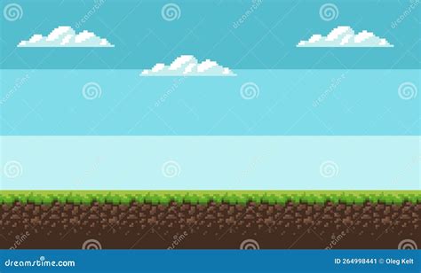 Background Pixel Art. Game Interface Design in 2D Design, Blue Sky ...