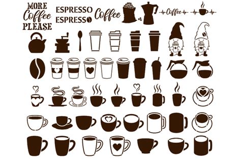 51 Coffee Stencil, Coffee Bundle Stencil, Coffee Set SVG. By Doodle ...