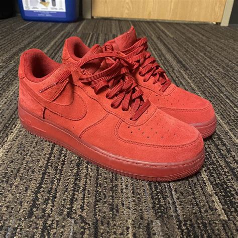 All Red Suede Air Force 1 Men's Size: 9 #Nike - Depop