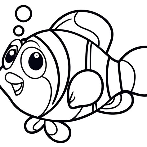 Nemo Fish Coloring Page · Creative Fabrica