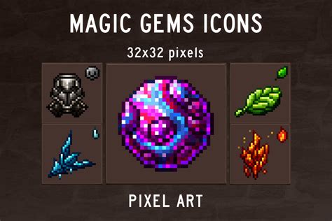 Magic Gems Pixel Art Icons - CraftPix.net