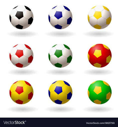 Soccer ball set balls different colors Royalty Free Vector