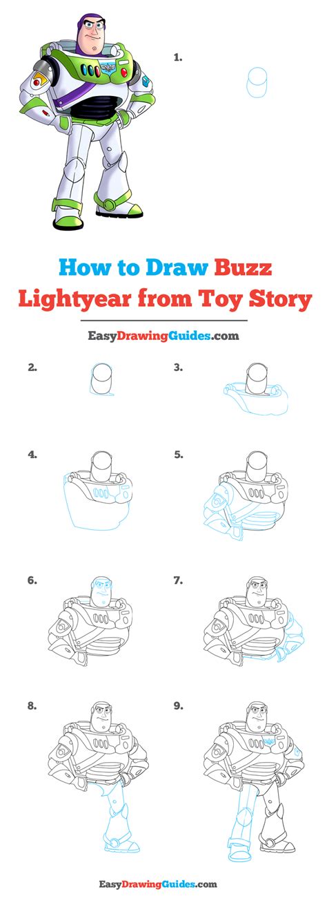 How to Draw Buzz Lightyear from Toy Story - Really Easy Drawing ...