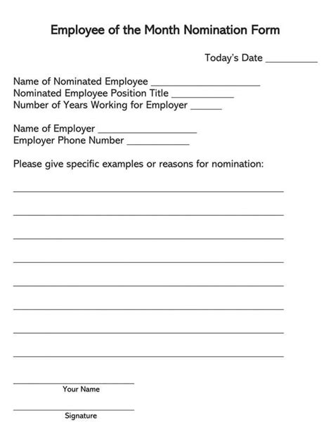 Printable Nomination Form Template Printable Form Templates And Letter ...