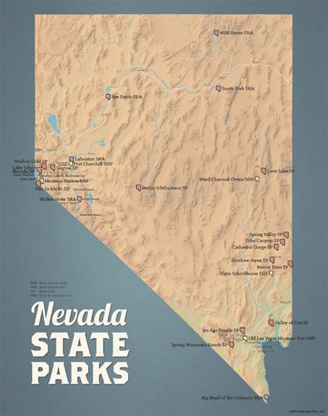 Nevada State Parks Map 11x14 Print - Best Maps Ever