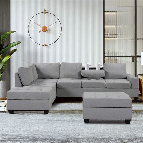 3 Piece Convertible Sectional Sofa Bed With Storage | Baci Living Room