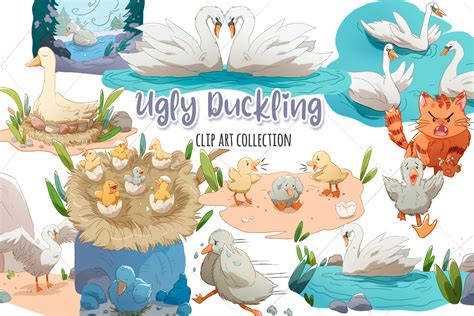 Ugly Duckling Story Book Clipart Cute Baby Duck Clip Art - Etsy Canada