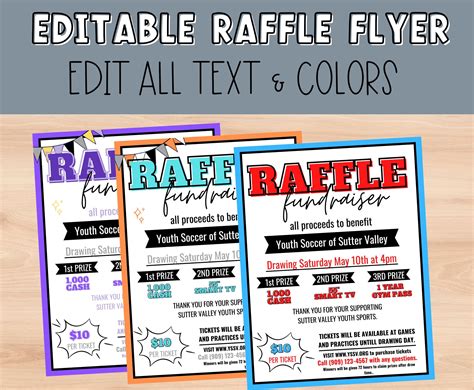 Raffle Flyer Editable Template. Fundraiser Flyer for Church - Etsy