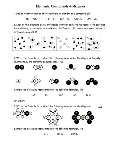 Elements; Compounds; & Mixtures handout | Teaching Resources