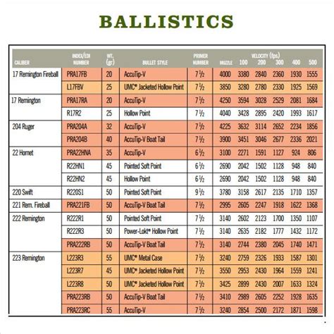 243 Cal Ballistic Chart