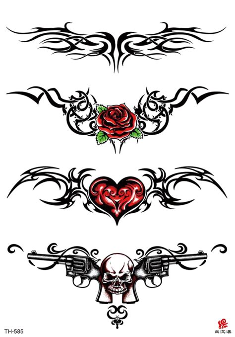 rose heart skull tramp stamp large 8.25" temporary arm tattoo | Walmart ...