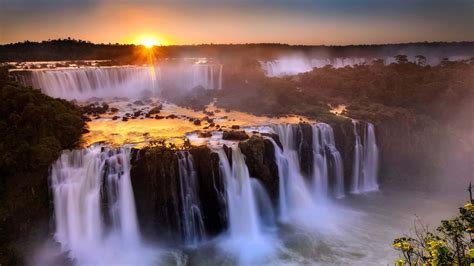 Download Iguazu Falls Sunset View Wallpaper | Wallpapers.com