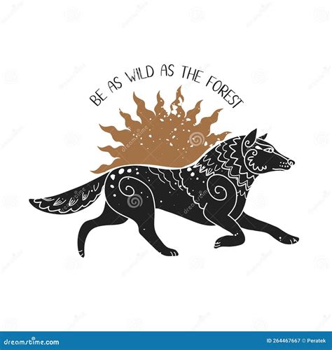 Running Wolf. Vector Hand Drawn Illustration Stock Vector ...