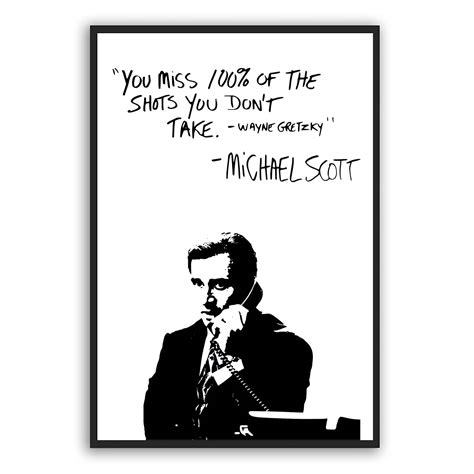 Buy Michael Scott The Office Motivational Quote Wall Art You Miss 100% ...