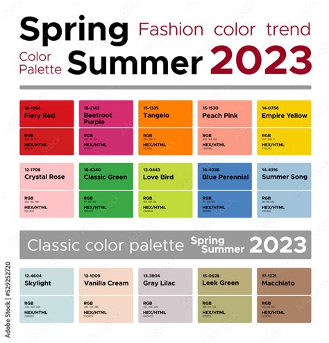 Fashion color trends Spring Summer 2023. Palette fashion colors guide ...