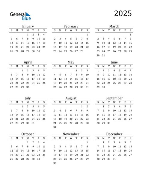 2025 Calendar PDF Word Excel - YearlyCalendars.net