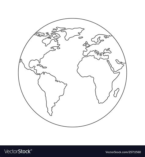 Earth globe template world map line style icon vector image on ...