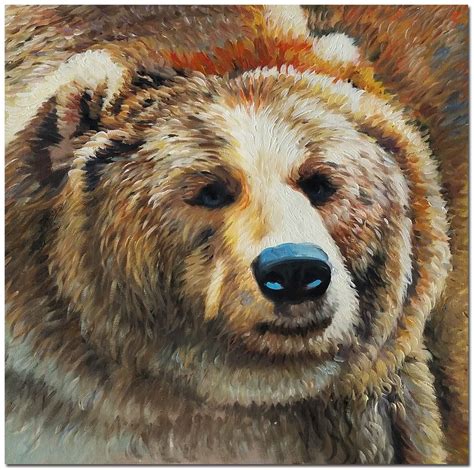 Hand Painted Brown Bear Oil Painting On Canvas Modern | Etsy | Bear ...