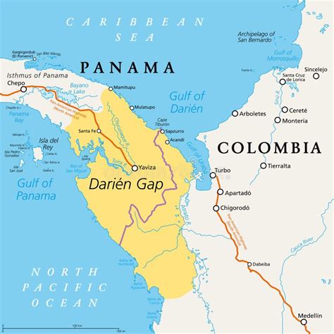 Darien Gap, Geographical Region in the Isthmus of Panama, Political Map ...