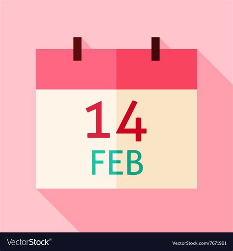 Flat design valentine day calendar date icon Vector Image